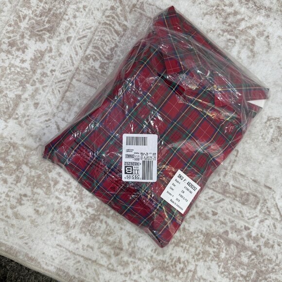 Lands' End Shirt Womens 22W Red Tartan Plaid No Iron Supima Cotton Long Sleeve - Picture 14 of 15